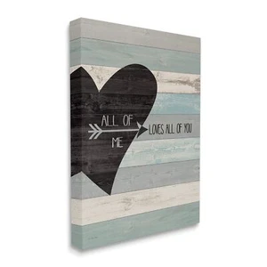 Stupell Industries All of Me Loves All of You Distressed Heart Canvas Wall Ar... - Picture 1 of 4