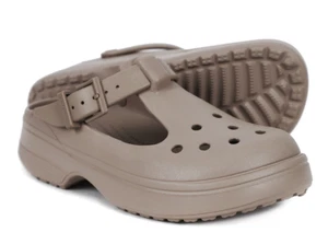 Sandalias Crocs Clásicas Mary Jane Zueco Para Mujer Informales Zapatillas Taupe 210581-214 - Imagen 1 de 13