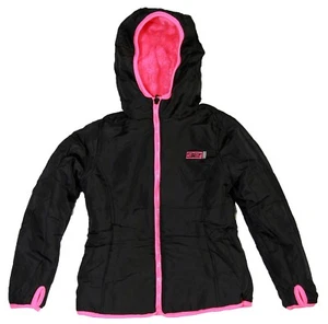Weatherproof Girls Reversible Hooded Fleece Jacket, Black/Pink 5/6, 10/12, 14/16 - Picture 1 of 5