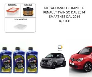 Kit Tagliando Smart 453 0.9  Dal 2014  Renault Twingo 3 Filtri + 3LT  ELF 5W30