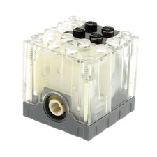 1x Lego Elektrik Motor 4x4x3 1/3 B-Ware abgenutzt weiß dunkel grau 9V 47154c01