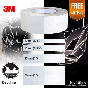 Weatherproof REFLECTIVE 3M Safety Car Bike Motorcycle Vinyl Sticker SILVER WHITE - Picture 1 of 15