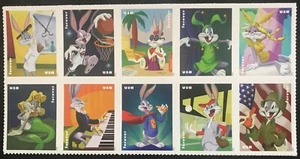 2020 Scott #5494-5503, Forever, BUGS BUNNY 80TH - Mint NH - Block of 10 Stamps - Picture 1 of 1