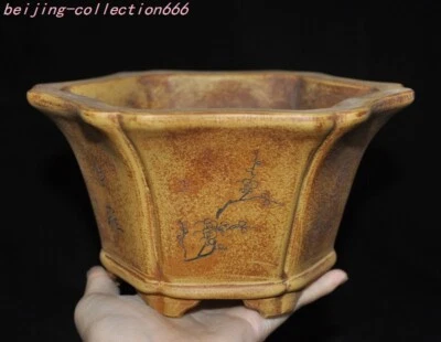 7"" Yixing Zisha cerámica texto flor de ciruelo planta bonsái plantas en maceta maceta maceta Foto 1 de 4