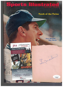Billy Martin Minnesota Twins Yankees Signed Cut W/ Magazine Cover JSA