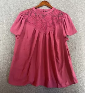 Torrid Blouse Women’s Plus Size 1 Flutter Sleeves Lace Crotchet Front Blouse - Picture 1 of 13