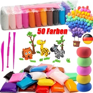 Lufttrocknende Modelliermasse Kinder 50 Farben Bastelset Geschenk für Kinder DE - Bild 1 von 18