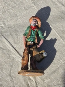 Rara FIGURINA VINTAGE FRANCIA FRED CURTIS SCULTURA WESTERN COWBOY SALEM TOWNE - Foto 1 di 4