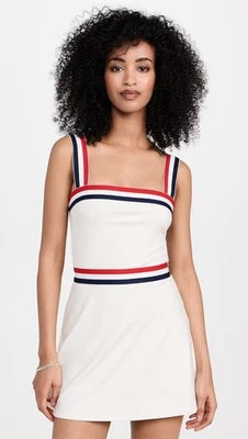 Reformation Farrah Ecomove Athletic Mini Dress Medium Striped White Pickleball - Image 1 of 4