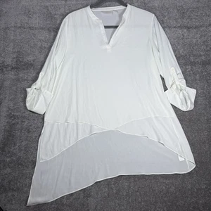 Chico's Top Women's 4 White Flowing Layers Tula Assymetrical Tunic Staple Zen - Picture 1 of 8