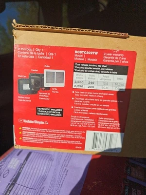 Calentador de aire forzado Dimplex DCSTC302TW 3000 vatios 240 voltios montaje en pared 47526 Foto 1 de 3