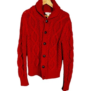 Herren Diesel rot Zopfmuster Wolle/Acryl Cardigan Pullover-Größe S $ 350 Einzelhandel - Bild 1 von 8