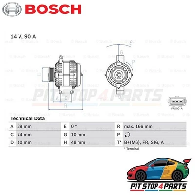 Bosch 0986049980 Alternator 166 mm Fits Ford Ka 2001-2008 2S6T10300FC - Image 1 of 4
