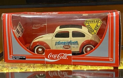 Coca-Cola 1958 Volkswagen Beetle Die Cast Car 1/18 RAGTOP VW BUG Mint White - Image 1 of 4
