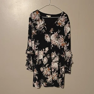 Cato schwarzes Minikleid mit Blumenmuster und Rüschenärmeln Damen Größe M - Bild 1 von 4