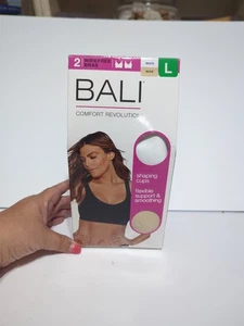 Bali Comfort Revolution Sujetadores Sin Alambres Paquete de 2 Tazas Modeladoras Blanco Desnudo Talla L Nuevo con Etiquetas - Imagen 1 de 7
