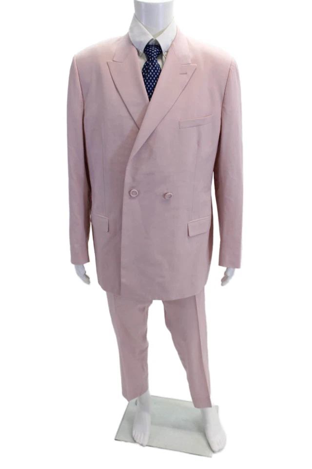 Conjunto de traje blazer de lana de doble botonadura de manga larga rosa talla 56 54 Dior para hombre Foto 1 de 4