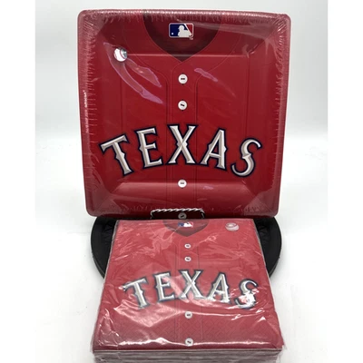 TEXAS RANGERS 36 count 2 ply luncheon party napkins And 18 Plates MLB baseball - Image 1 of 3