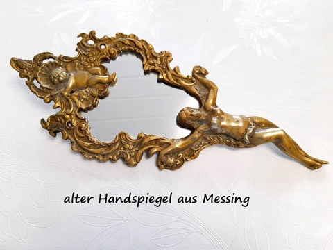 Antique Hand Mirror Brass,Vanity Mirror,Cosmetic Mirror,Old Mirror Cover
