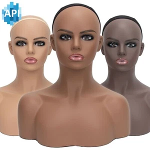 Parrucca manichino realistica 18" testa manichino spalla supporto busto display capelli DB7645 - Foto 1 di 32