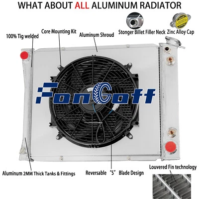 3 Row Radiator+Shroud Fan for 1985-93 GMC Chevy C/K/G/R 10 20 1500/2500 4.3L V6 - Image 1 of 4