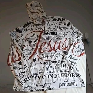 Jesus Savior Religious Graftti Hoodie Pullover Light Sweatshirt White 5XL - Picture 1 of 5