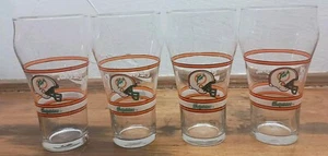 VTG 1980s MIAMI DOLPHINS  Coca Cola Drinking Glass Tumblers Set Of 4 - Picture 1 of 8