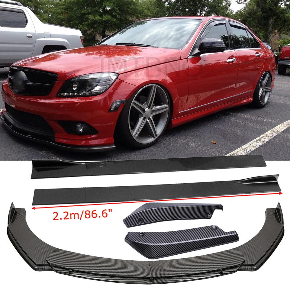For Mercedes-Benz Carbon Front Bumper Spoiler Splitter / Side Skirt / Rear Lips - Image 1 of 4