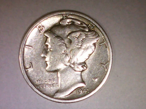 Vintage 1941 P Mercury Dimes, 90% Silver, Better Semi-KEY Date 10C Coin Cover
