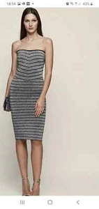 Reiss silver and black bandage dress strapless size 12 RRP £170 - Picture 1 of 5