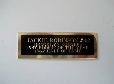 Jackie Robinson Baseball Card Plaque Nameplate Brooklyn Dodgers 1" X 3" Cover