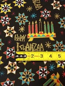 Happy Kwanza Kinara Candle 10 Yards Of Cotton Fabric Shamash & Sons 360”x42” - Picture 1 of 7