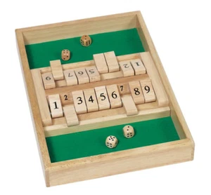 DOPPELSPIEL SHUT THE BOX 2 Spieler Würfelspiel Klappenspiel Klipklap Spiel Holz - Bild 1 von 1