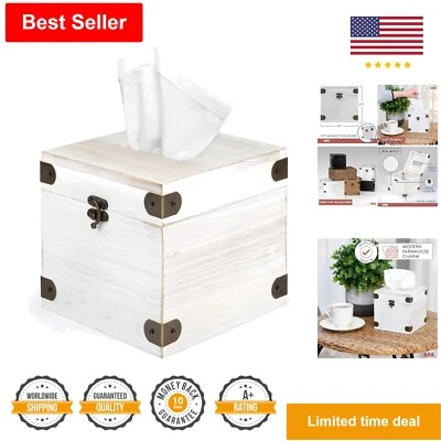 Cubierta de caja de pañuelos de madera - encanto rústico para baño, sala de estar, dormitorio Foto 1 de 4