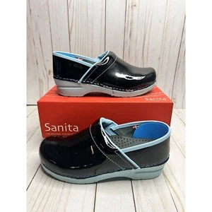 Sanita Clogs Smart Step Prof Solar Patent Leather Womens Size 7 Black 457596 - Picture 1 of 6