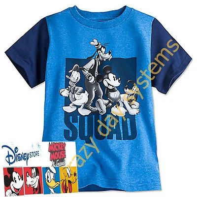 Disney Store Mickey Mouse Goofy Donald Pluto Camiseta Azul Niños Talla 4 NUEVA MM Escuadrón Foto 1 de 3