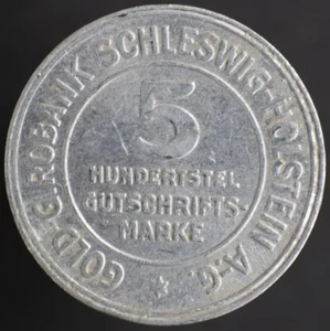 5/100 Gutschrifts-marke 1923- Gold-Girobank Germany Schleswig Holstein - #R304 - Picture 1 of 4