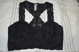 Free People Bralette intimamente nera pizzo schiena misto nylon taglia XS - Foto 1 di 10