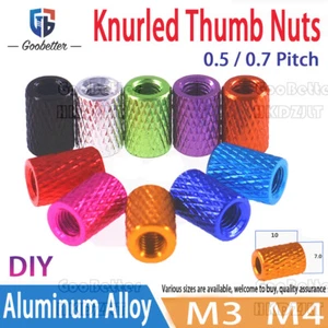 M3 M4 Aluminum Knurled Thumb Nuts Through Hole Hand Grip Knob 0.5 / 0.7 Pitch - Picture 1 of 5