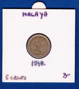 Malaya coin, 5 Cents 1948 - George VI, Copper-nickel ! - Picture 1 of 2