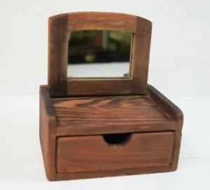 Vintage Decorative Traveling Wooden Handmade Folding Trinket Box With A Mirror - Picture 1 of 9