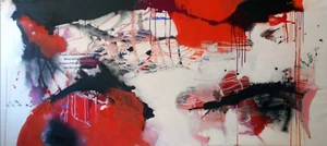 NEW LARGE HUGE ORIGINAL GUGI GOO "Troublemaker for a Lover" ABSTRACT PAINTING - Picture 1 of 1