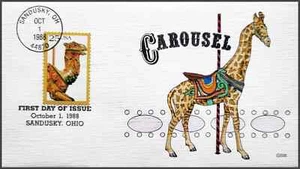 #2390 U/A COLLINS HAND PAINTED FDC giraffe Carousel Animals - Picture 1 of 1