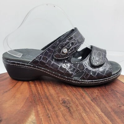 Spring Step Palazzo Sandals Women's 39 / 8.5 Black Patent Leather Comfort Wedge - Image 1 of 4