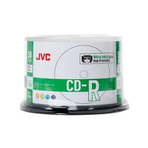 JVC CD-R 700MB 52X PRINTABLE WATERPROOF PHOTO GLOSSY CAKE BOX * 50psc - Zdjęcie 1 z 5