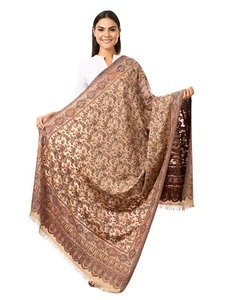 Chal Kaani para mujer, pashmina sintética, diseño Jacquard tejido con cachemira - Imagen 1 de 5