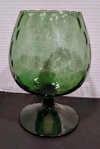 VTG MCM Large Empoli Diamond Optic Green Glass Brandy Snifter/Vase Italy - Picture 1 of 7