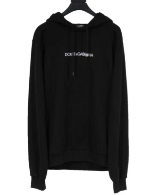 Dolce & Gabanna Hombres Logo Sudadera con Capucha Talla 50 Negro Blanco Algodón Pullover Sudadera Foto 1 de 4