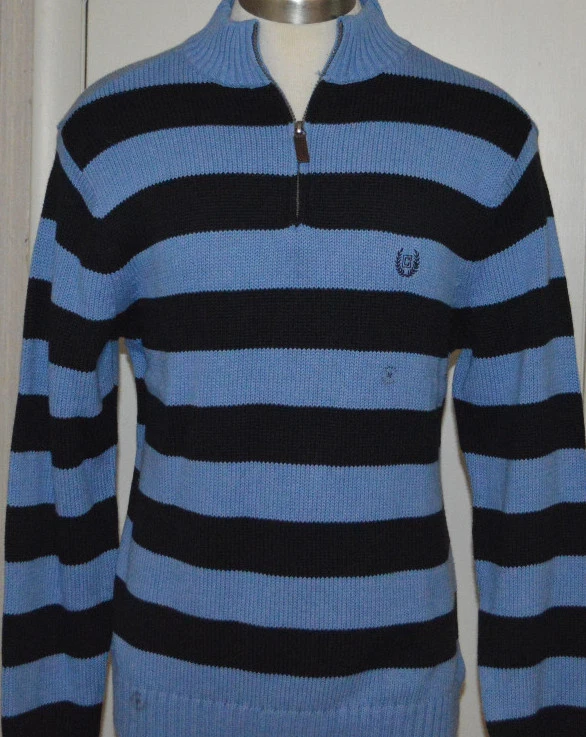 Men's Chaps Blue Cobalt Long Sleeve 1/4 Zip Pullover Sweater Sizes M, XL, 2XL  - Image 1 of 1