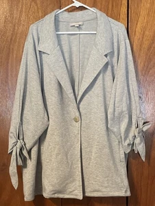 NWOT Women Within Gray Fleece Jacket Size 3X Pockets Grey Mock Style Buttoned - Picture 1 of 17